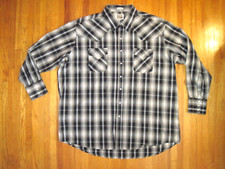 Vtg Ely Cattleman 2XL Black/Gray/Tan Plaid Pearl Snap Western Cowboy Shirt New