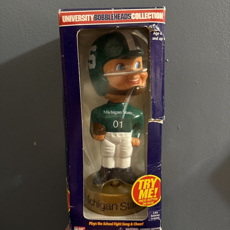 Michigan State University bobblehead New In Box Battery Is Dead Gemmy Brand