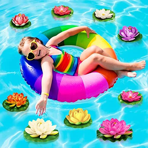 Artificial Lotus Flowers Water Lilies for Pond Pool 10 Pcs Realistic Floatin... - Picture 7 of 7