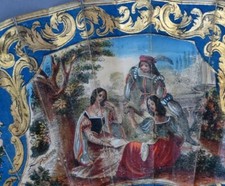 Fine Antique Late 19th Quality European Inlaid Painted Mother of Pearl Fan