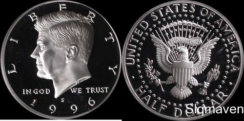 1996 S 90% Silver Kennedy Half Dollar Deep Cameo Gem Proof No Reserve