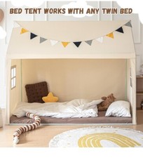 Toddlers Twin Bed Tent Canopy House with Flags  Mattress Not Include 