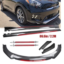 For Kia Niro 17 18-2021 Front Bumper Lip Spoiler Side Skirt Carbon Fiber Bod Kit