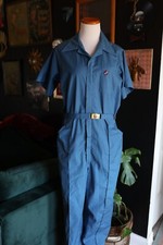 Vintage Blue Workwear Coveralls Jumpsuit Overalls Crown Buckle Scovill zipper L