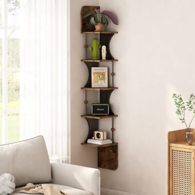 5-Tier Corner Shelf Wall-Mounted Floating Shelves for Wall Floating Book Shel...