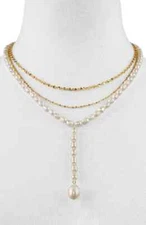 Women's Baublebar Pearl & Imitation Pearl Layered Y Necklace