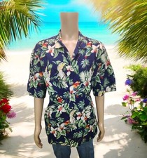 Vtg EVERGREEN ISLAND HAWAIIAN CAMP PARROTS FLORAL ALOHA Shirt  Men's sz 3XL