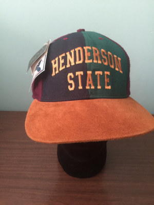 Vtg Henderson State University Arkansas Leather Bill Strapback Hat New with Tag