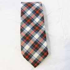 Vintage Brooks Brothers Makers Tie Cotton Plaid Red Green 56" Short Preppy USA