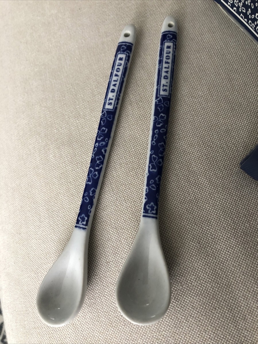 Lot De 6 Pots à Condiments St Dalfour Bleu Et Blanc + 2 Cuillères - Design Français - Neuf