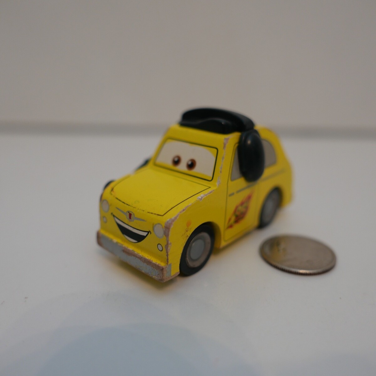 Disney Pixar Cars Team 95 Luigi Yellow Fiat Car Wood Collection