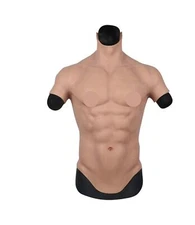 YIQI Silicone Muscle Chest Realistic Male Chest Vest Abdominal Muscle Simulat...