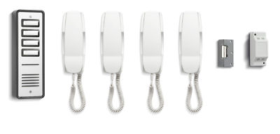 NEU 4-WEGE KLINGEL 904 AUDIO TÜREINGANG TELEFON SPRECHANLAGE FÜR BIS ZU VIER WOHNUNGEN