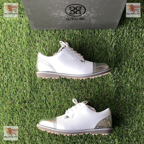 G/Fore Gfore G4 CAP TOE Golf Shoes Sneaker⛳️ Ladies US 7.5 ⛳️ White Silver - Picture 7 of 9