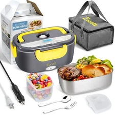 Electric Lunch Box Food Heater Warmer 60-80 W 2 in 1 Portable Lunch Box for C...