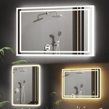 Badspiegel LED Beleuchtung 80x60 100x60 50x70 UHR Touch Bad spiegel Wandspiegel 