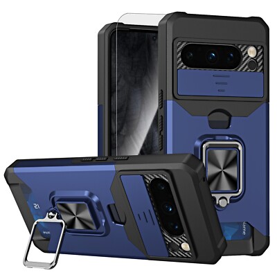Wallet Case Fr Google Pixel 9 Pro XL/8/7 Sliding Camera Cover + Screen Protector