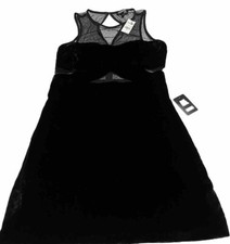 Express Black Velvet Dress Open Back Open Back Sheer Size 4 NWT