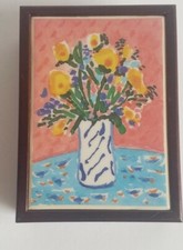 Vintage Kimberly Enterprises Graphic Tile Art Wooden Trinket/ Keepsake Box