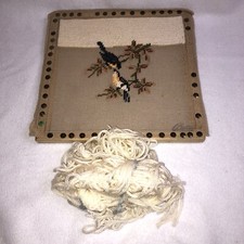 Vintage Bucilla Preworked Wool Tapestry Needlepoint Canvas Birds 1/3 Complete