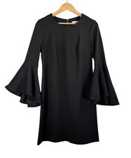 Calvin Klein bell sleeve scuba sheath dress black office 90s minimalist sz 10