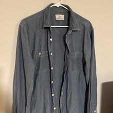 Jordache Jeanswear Vintage Blue Denim Mens Medium Button Up Long Sleeve Shirt