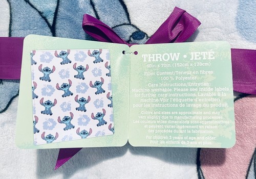 Lilo Stitch Light Blue Hibiscus Flower Plush Disney Throw Blanket (60 x 70) NWT - Picture 4 of 6