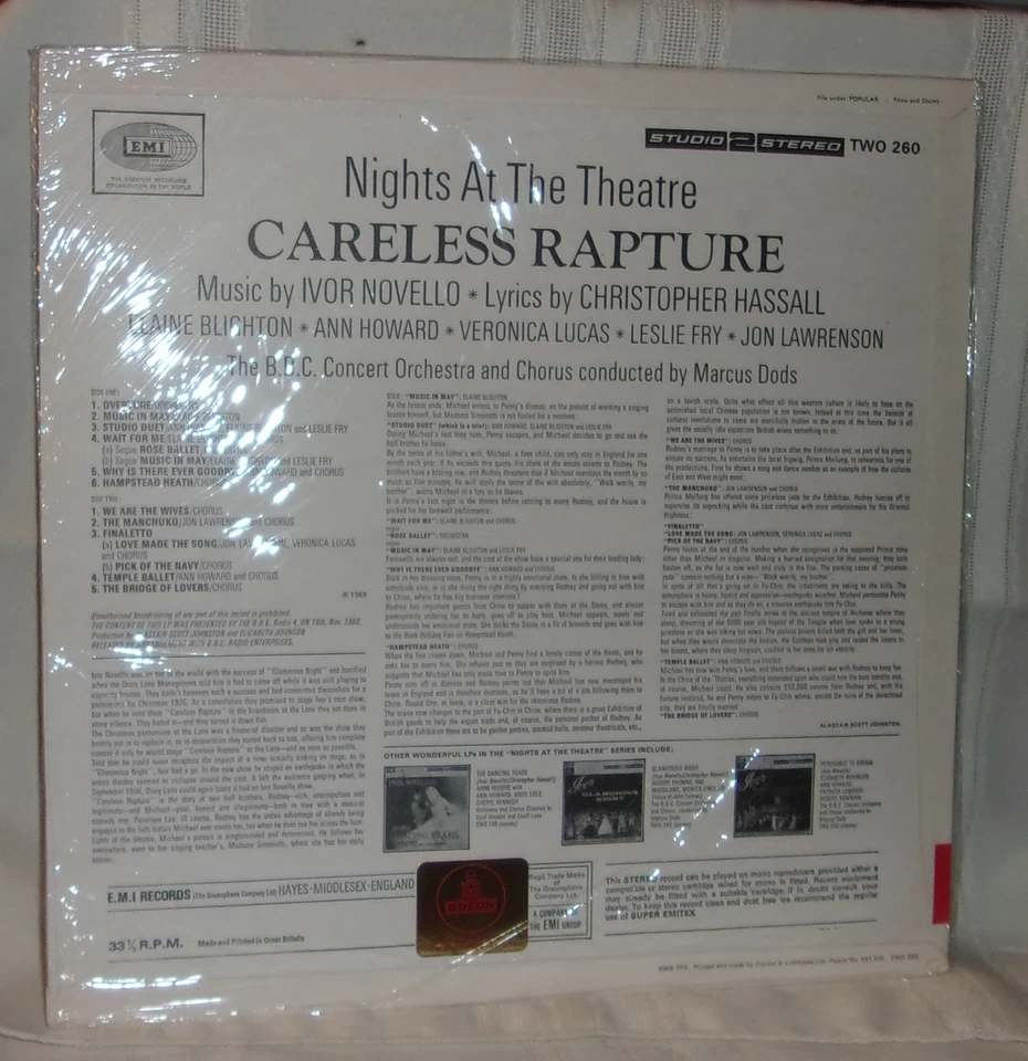 IVOR CARELESS RAPTURE The Immortal Music and Songs of Ivor Novello SEALED UK LP - Image 2 of 2