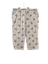 Joyspun Pajama Pants Reindeer Jogger Woman's 3X Ivory Knit Loungewear Pockets