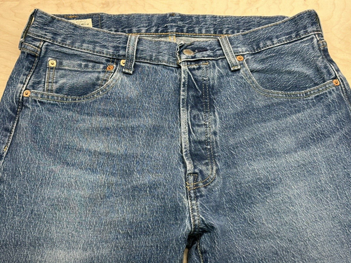 VTG (Big E) LEVI'S 501 '93 Straight Fit 33x32 Acid Wash, Button Fly, Made in USA - Picture 5 of 18