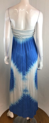 Abito Triumph USA Medium senza spalline blu bianco tie dye jersey maxi svasato cambio - Foto 8 di 11