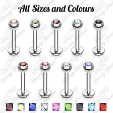Gem Tragus Labret Monroe Helix Conch Cartilage Ear Bar Earring Stud 