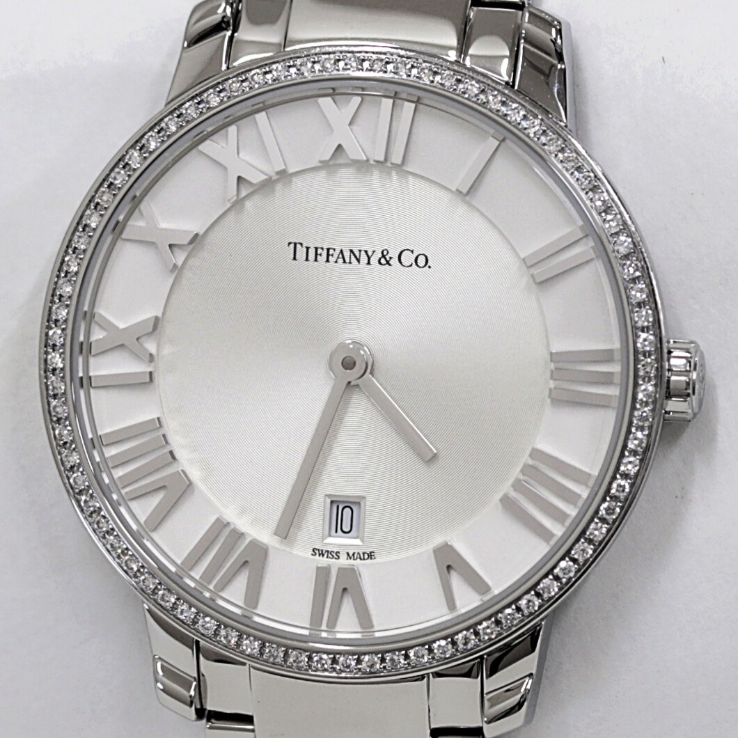 Tiffany Atlas 2 Hand Watch Diamond Bezel Quartz Women s