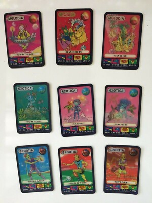Vintage SPACIX 3 D TWIX MELODIA BOUNTY EXOTICA SNICKERS SPORTIA cards (9) 1996