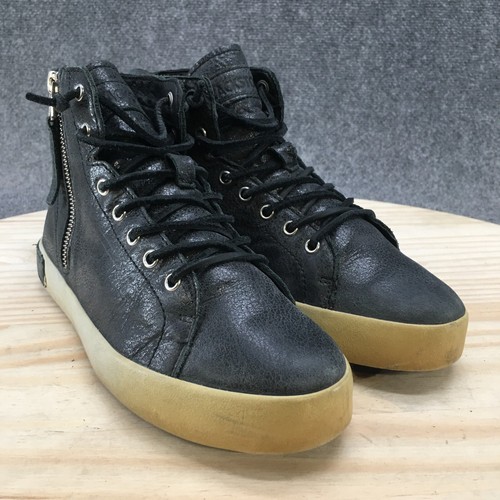 Blackstone Shoes Womens 36 Caviar Sneaker Black Leather Lace Up High Top Comfort - Picture 3 of 12