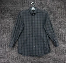 Kinloch Anderson Shirt Mens Medium Black Gray Plaid Long Sleeve No Iron Casual
