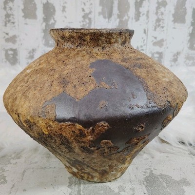 Rustic Wabi Sabi Style Glazed Ceramic Vase Decorative Pottery Centerpiece