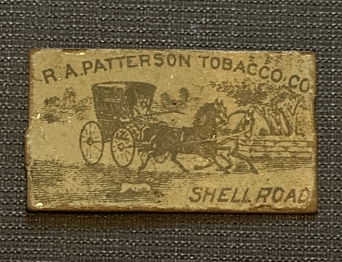 Antique R.A. Patterson Tobacco Co SHELL ROAD Tobacco Tag Horse & Carriage 1800s