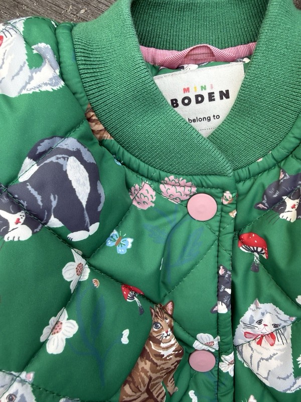 Boden Kids Kitten Cat Quilted Jacket Girls 6 /7 Year Old