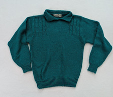 Liz Thomas Vintage 80s 90s Women's Sweater Size L Green Collared