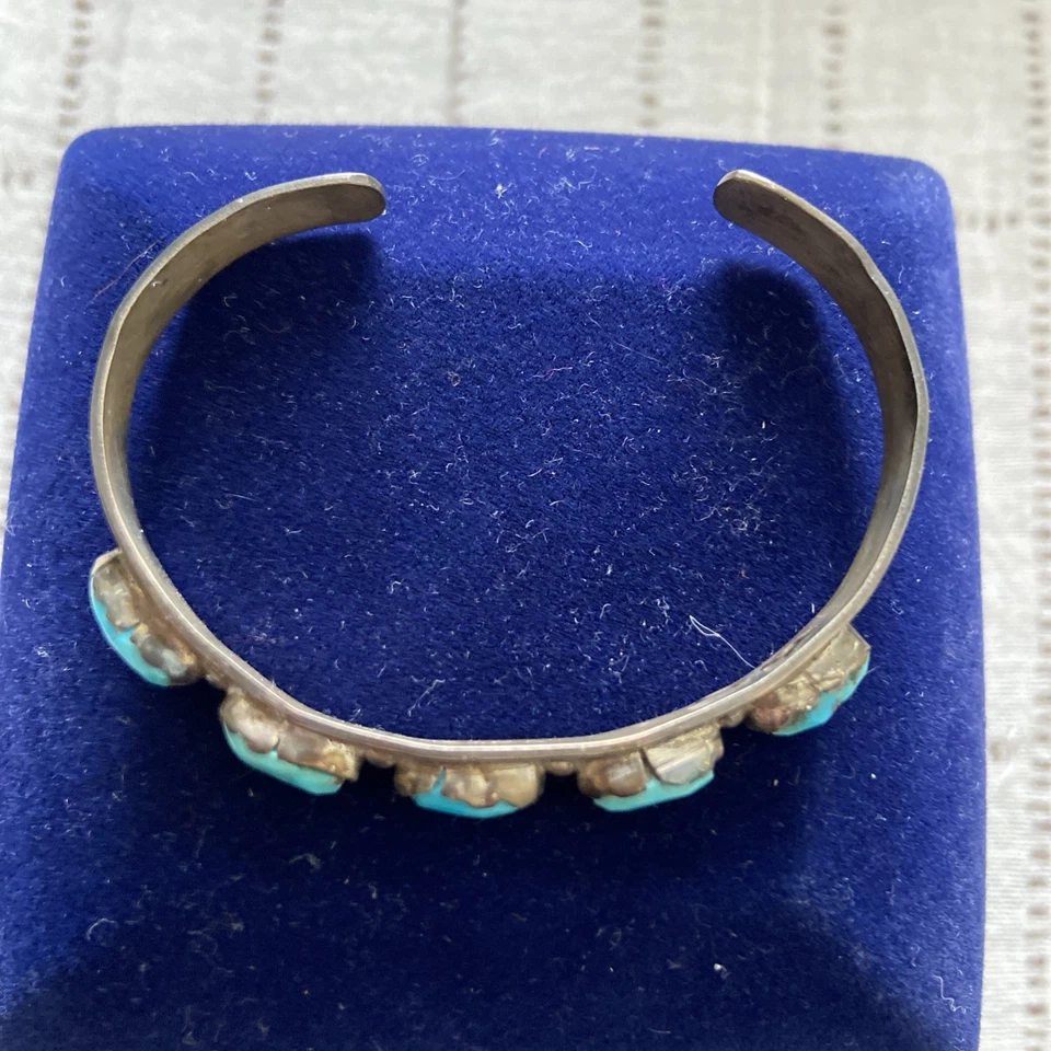 Turquoise Sterling Silver Cuff Bracelet Native American Southwest By S. Cheama - Image 2 of 4