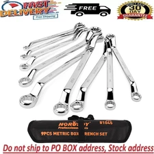 9 PCS Double Box End 50 Degree Deep Offset EXTRA LONG Wrench Tools Set 6-24Mm