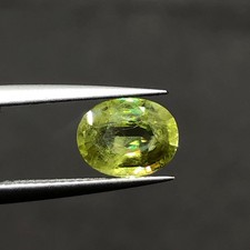 1.75Ct Sphene Titanite Loose Gemstone, Oval Cut Full Fire Faceted Stone for Ring