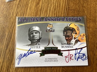 2007 Presseausweis Legends VARIATION Dual Auto Y A Tittle JaMarcus Russell LSU /50