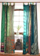 Seidiger Vorhang / Gardine ( 1 Stk.) Gardine aus Patchwork Sareestoff, Unikat -