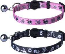 Breakaway Cat Collar with Bell Charm, 2 Packs Adjustable Kitty Collars Pink  Bl
