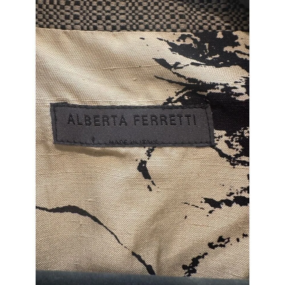 Chaqueta Blazer Alberta Ferretti Para Mujer Tweed Recortada Botón Gris Beige Talla 8 Foto 3 de 4