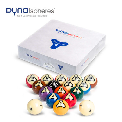 Dynaspheres American Pool Ball Set Punkte Streifen 57,2 mm Phenolharz Palladium