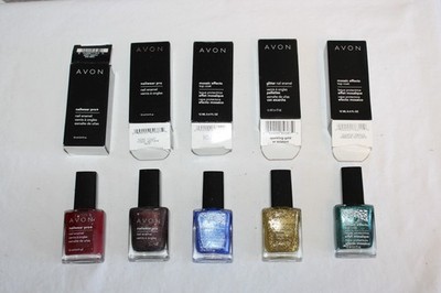 NOS 5 Bottles Avon Nail Polish Enamel Nailwear Pro+ Mosaic Effects Glitter Nail