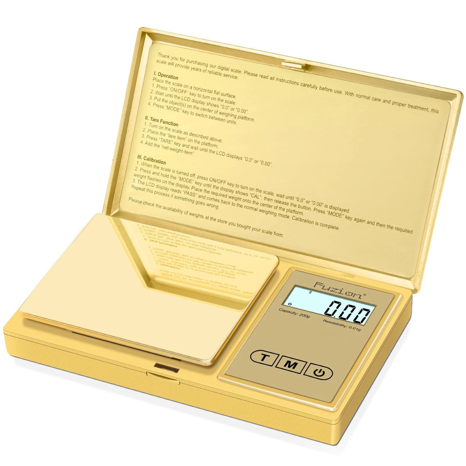 Digital Pocket Scale 200gx0.01g Gold Titanium Plating 6 Units Tare Function